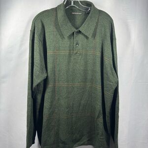 Massini Men’s XL Green Long‎ Sleeve Collared Polo Shirt Sweater